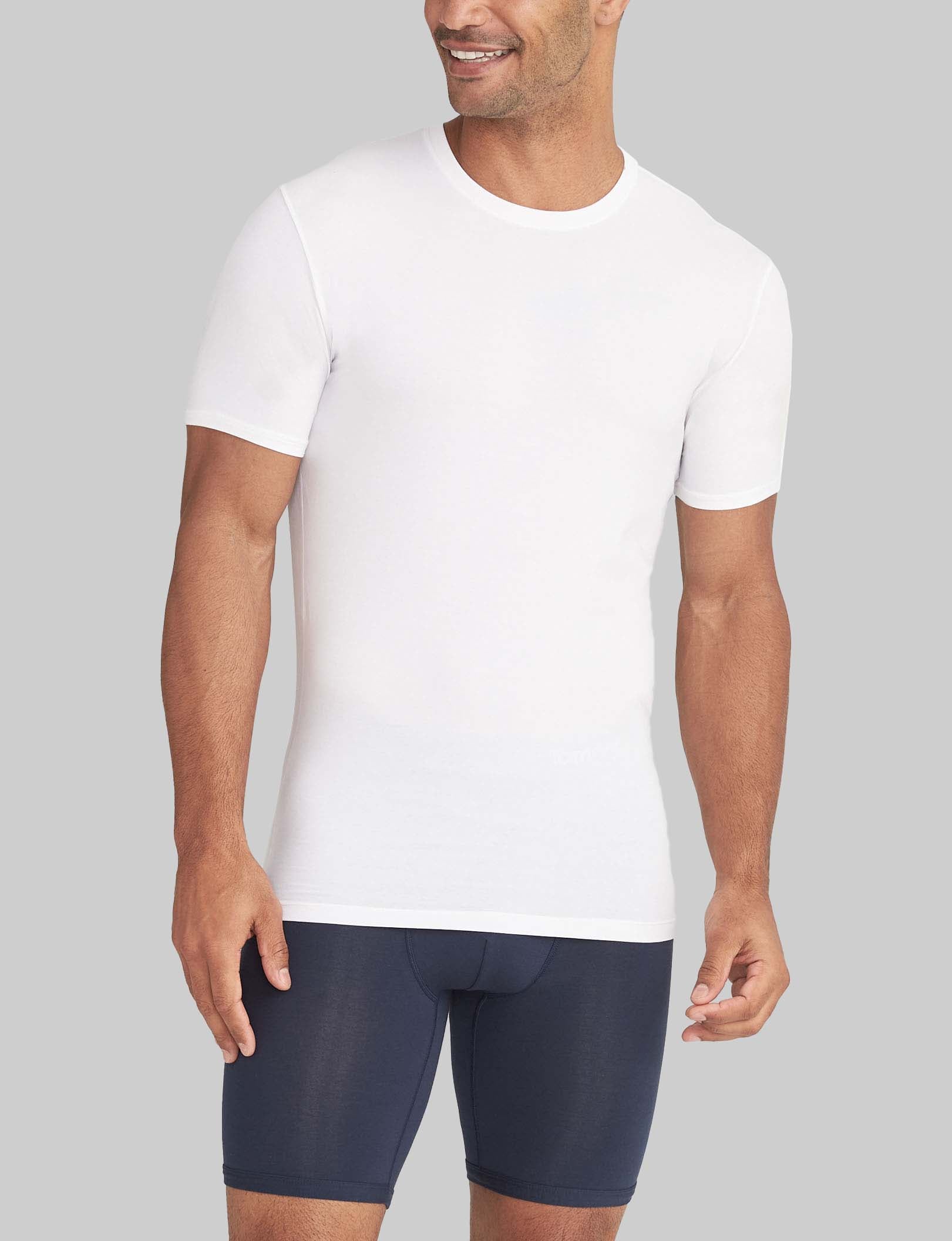 Cool Cotton Crew Neck Stay Tucked Undershirt (6 Pack) - Breathable Comfort Fit Undershirts for Men - Perfect for Work, Gym & Everyday Wear