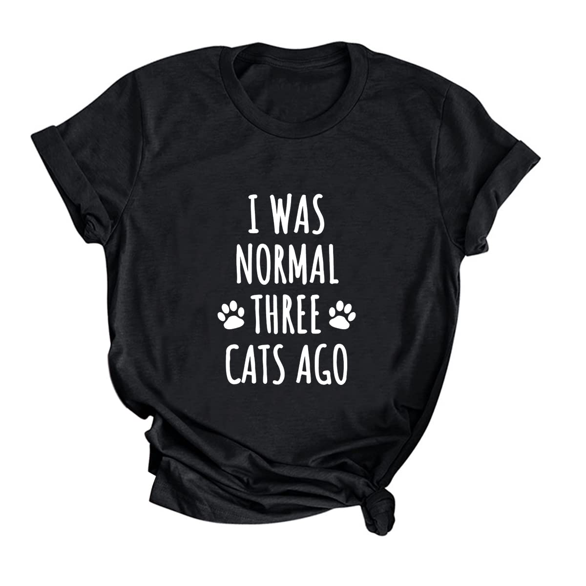 Funny Cat T-Shirt for Women - 'I Was Normal 3 Cats Ago' Novelty Tee | Perfect Gift for Cat Owners & Cat Moms | Cute Casual Wear for Cat Lovers, Daily Outfits & Gifts