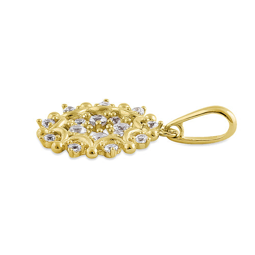 14K Solid Yellow Gold Glamorous Circle CZ Pendant Necklace for Women - Elegant Cubic Zirconia Jewelry Gift for Birthday, Anniversary & Special Occasions