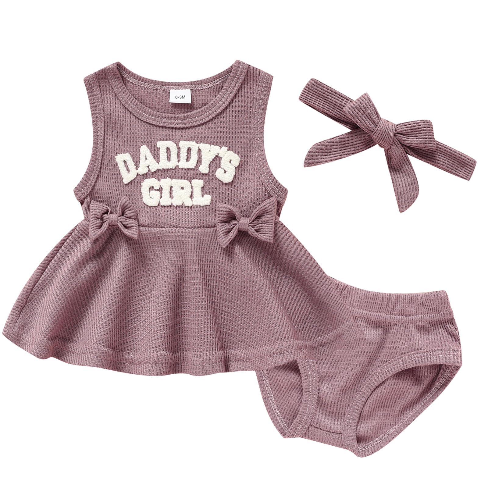Viworld Baby Girl Clothes 0-18 Months - Soft Knitted Sleeveless Top Set with 'Daddy's Girl' Print | Cute Newborn & Infant Outfits for Photos, Parties & Everyday Wear