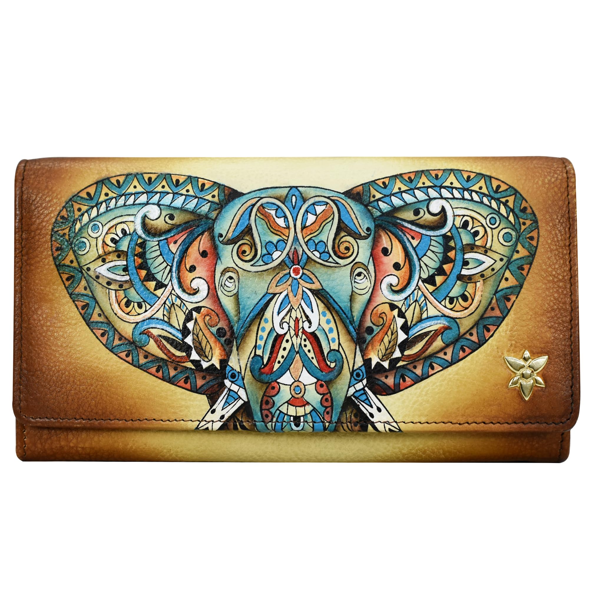 Anuschka Women's Hand-Painted Genuine Leather RFID Blocking Accordion Flap Wallet - Stylish & Secure for Travel, Shopping & Everyday Use