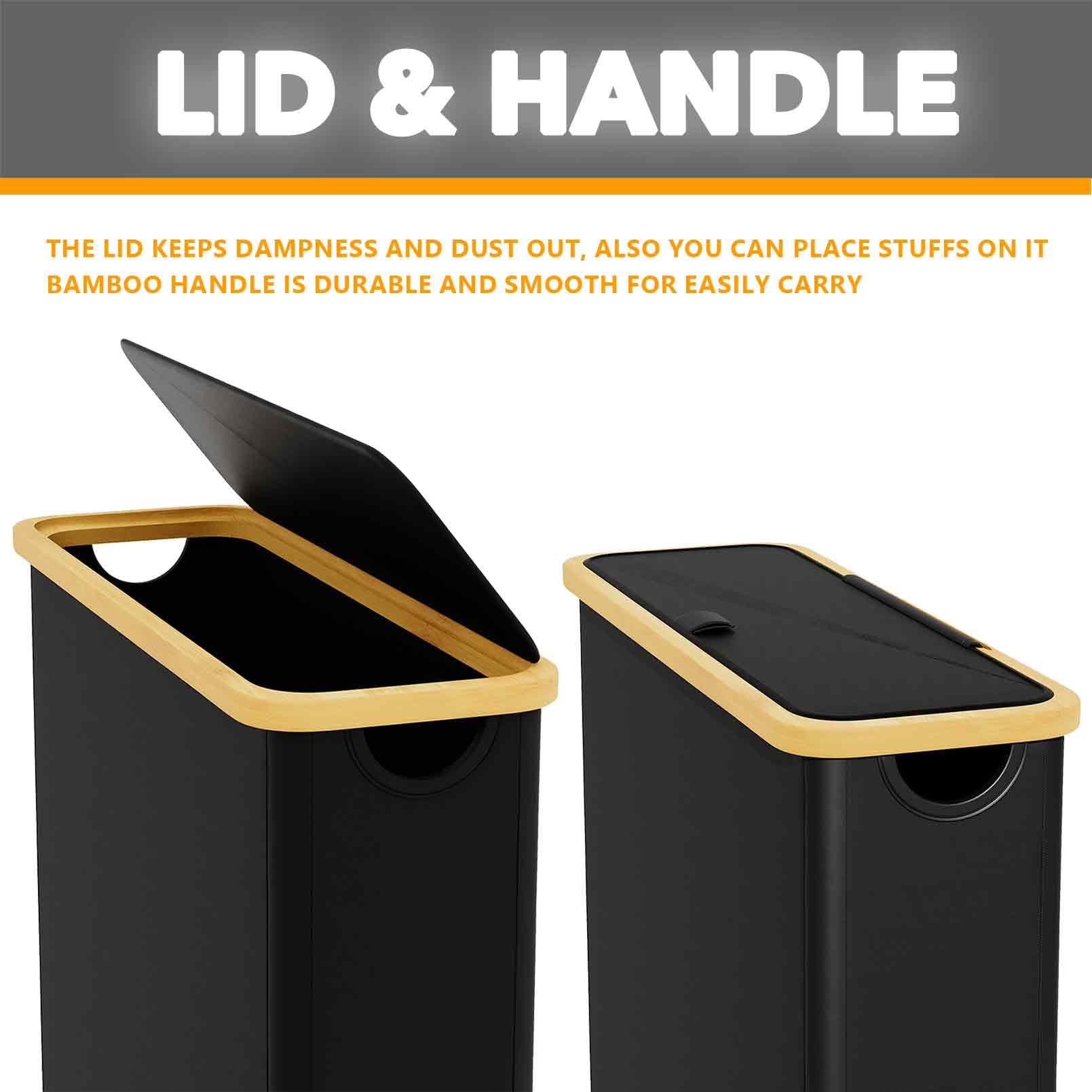 SpaceAid Extra Large Toilet Paper Storage with Lid - Holds 24 Regular or 18 Mega Rolls - Slim Bathroom Tissue Holder Organizer Bin (Black) - Perfect for Bathroom, Laundry Room & Closet Organization
