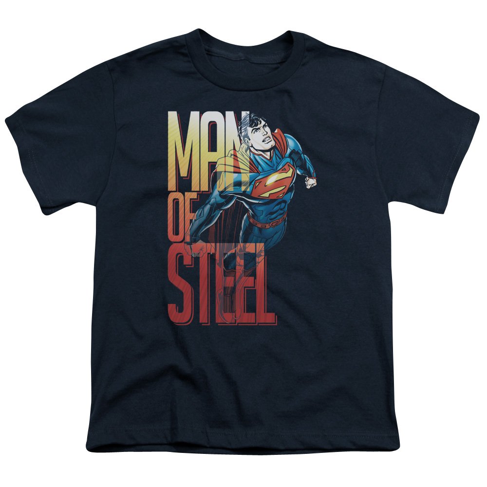 Superman Steel Flight Unisex Youth T-Shirt | Superhero Graphic Tee for Boys & Girls | Casual Wear & Cosplay Costume
