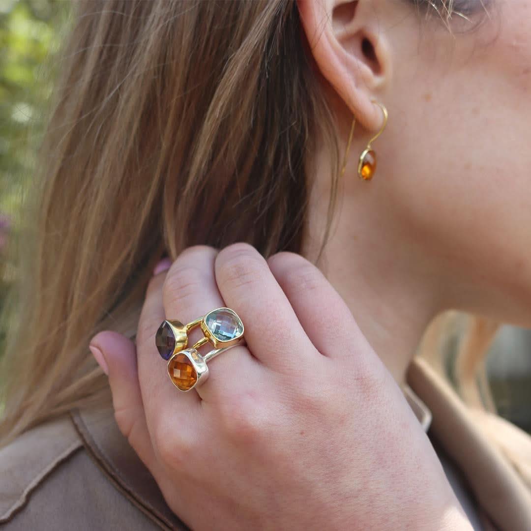 Blue Topaz Cocktail Ring in Rose Gold - Elegant Statement Jewelry for Evening Parties & Special Occasions
