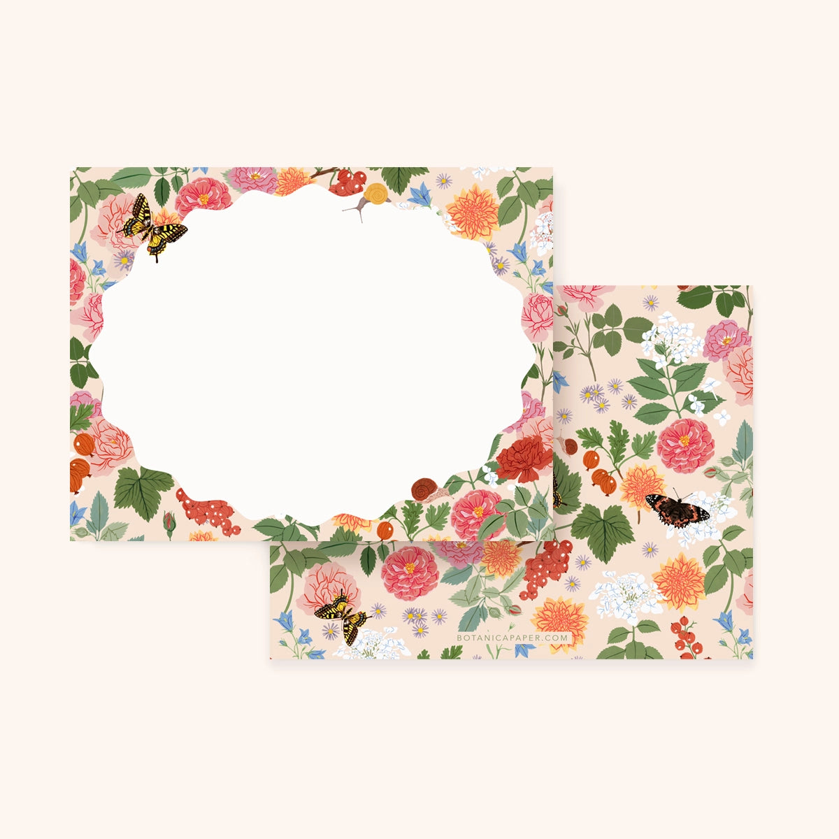 Botanica Paper Co. Reverie Floral Notecards Set - 20 Blank Greeting Cards with Envelopes for Thank You Notes, Wedding Invitations & Stationery Gifts