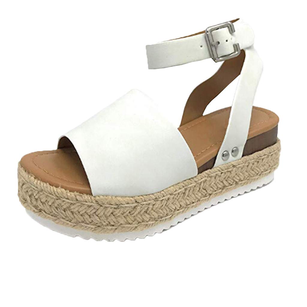 **Gibobby Women's Wide Width Platform Sandals - Casual Summer Flatform with Ankle Buckle Strap & Open Toe - Perfect for Beach, Vacation & Everyday Wear**