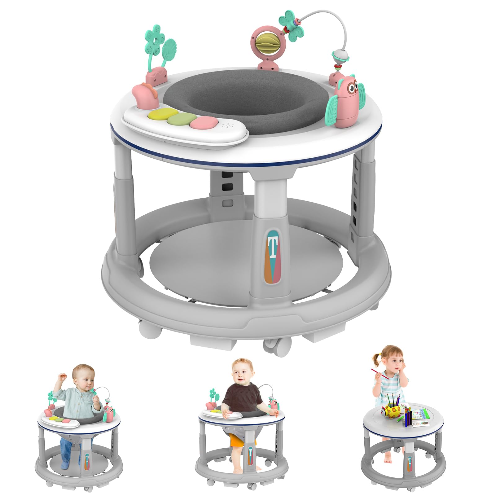 Best Baby Walker with Wheels, Music & Lights - Adjustable Height Activity Center for Boys & Girls 6-12 Months | 5 Height Settings, Detachable Toys & Bounce Pad | Perfect for Learning to Walk & Indoor Playtime
