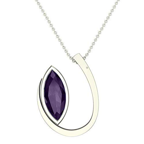 14K/18K Yellow/White/Rose Gold Amethyst Pendant Necklace for Women | Elegant Jewelry Gift for Her | Birthday, Anniversary & Valentine's Day Present | Dishis Designer Collection