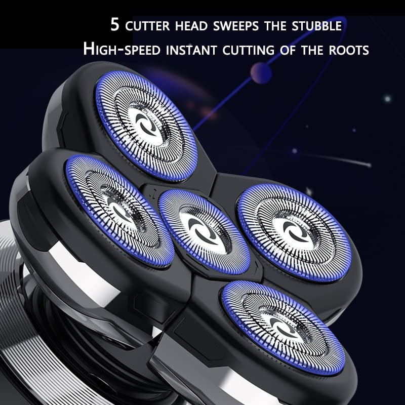 Electric Head Shaver for Bald Men - 5-in-1 USB Rechargeable Rotary Razor for Full Body Grooming, Facial Hair & Beard Trimming | Perfect for Travel, Gym & Daily Shaving Routine