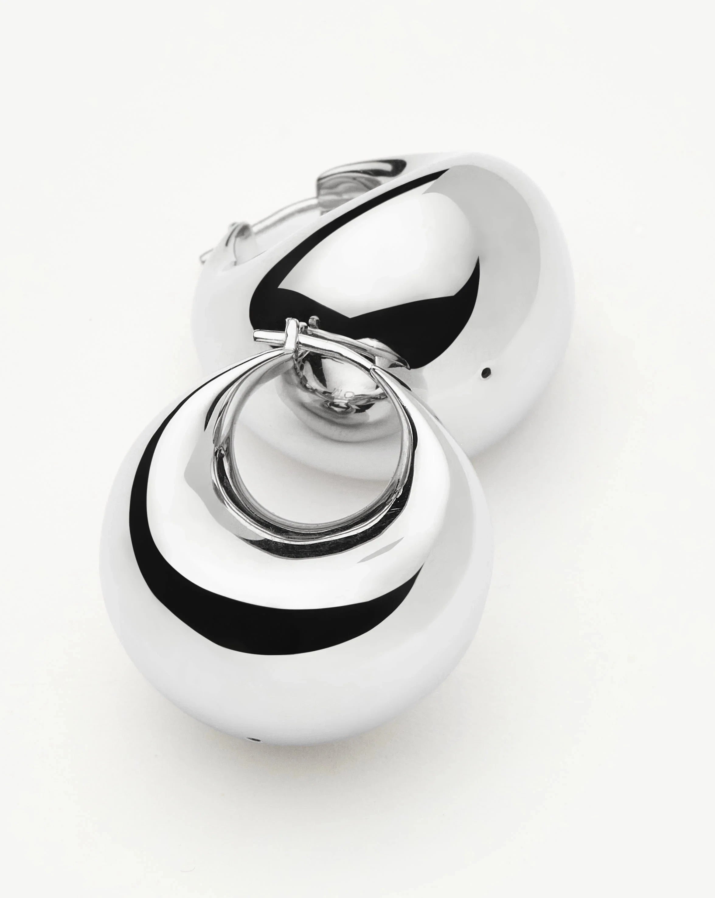 Stylish Sculptural Chubby Dome Medium Hoop Earrings - Silver Plated Jewelry for Women | Perfect for Everyday Wear, Parties & Special Occasions