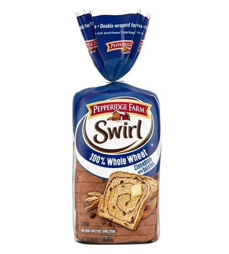 Pepperidge Farms Swirl Bread - 100% Whole Wheat Cinnamon Raisin Bread | Perfect for Breakfast Toast, French Toast & Healthy Snacks