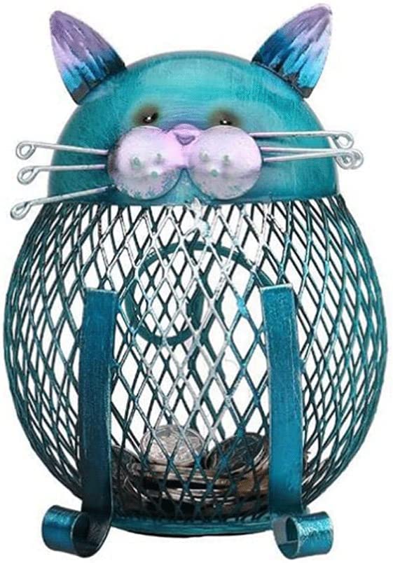 Pineapple & Animal Shaped Piggy Banks for Kids, Boys, Girls & Adults - Vintage Wrought Iron Money Jar with Hollow Coin Slot - Creative Savings Bank for Birthday Gifts, Allowance Tracking & Financial Education (Owl, Cat Designs)