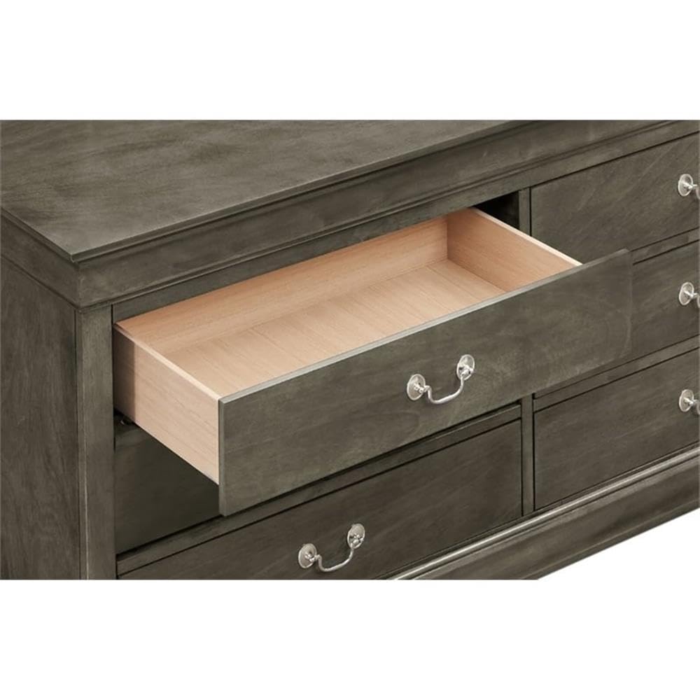 Glory Furniture Louis Phillipe 6-Drawer Gray Dresser - Perfect for Bedroom Storage & Organization