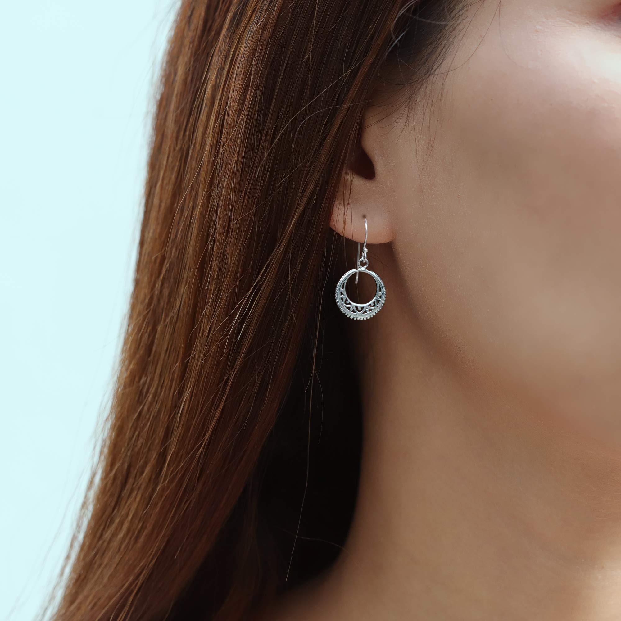 Sterling Silver Bohemian Moon Earrings for Women - Boho Chic Style