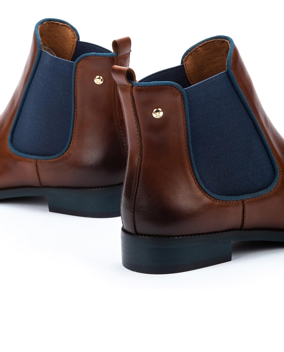 PIKOLINOS Women's Leather Flat Ankle Boots - Comfortable Royal Blue Casual Shoes for Walking, Work & Everyday Wear
