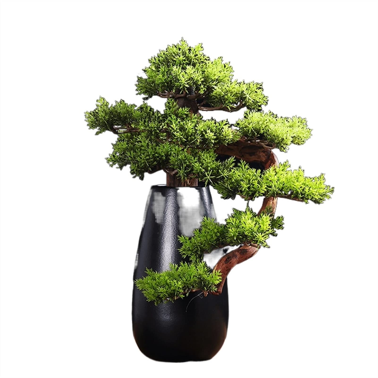 Artificial Cedar Bonsai Tree - Realistic Fake Plants in Ceramic Pot for Home, Office, Desk Decor | Indoor/Outdoor Zen Decor for Living Room, Bathroom, Kitchen & Farmhouse Style