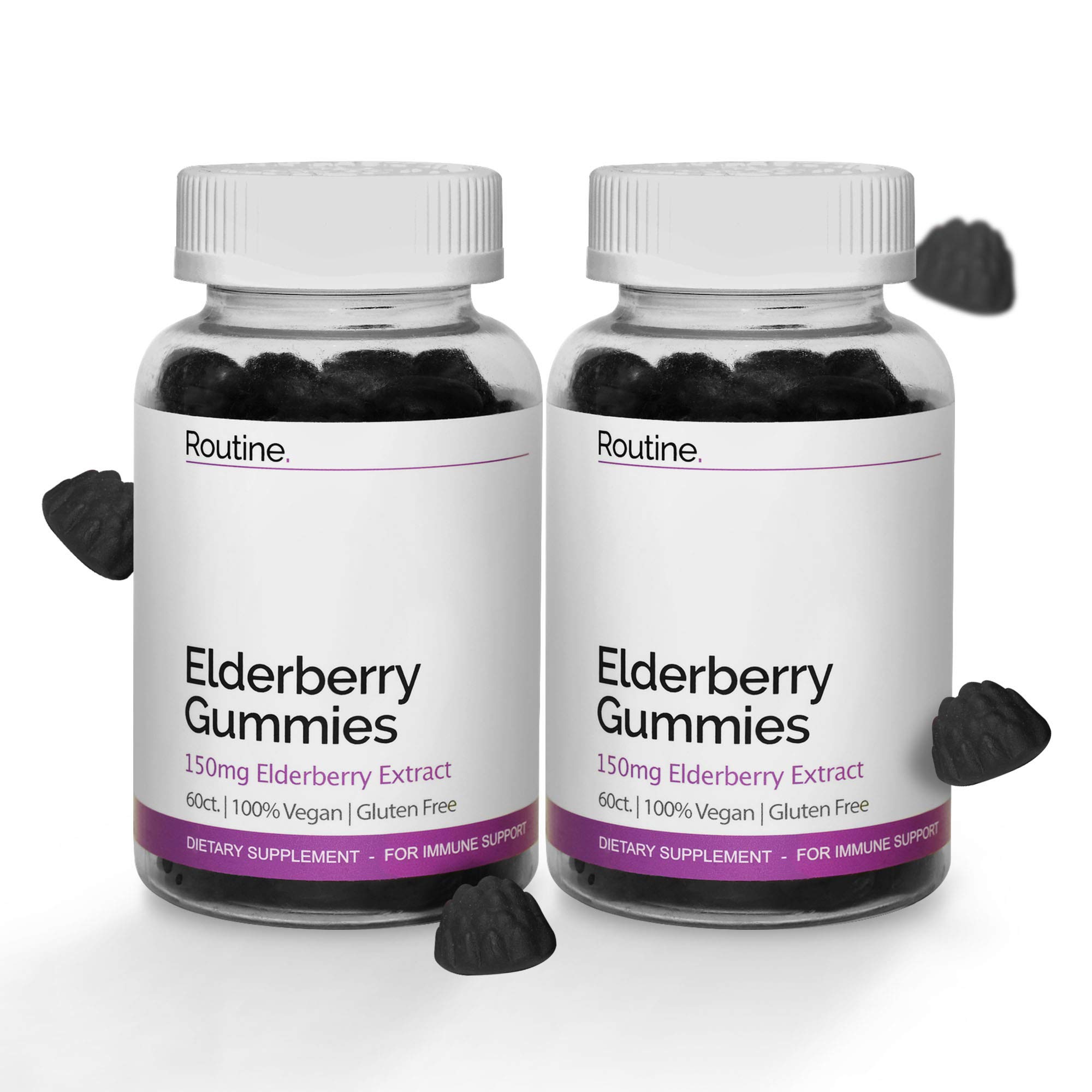 Elderberry Gummies with Zinc & Vitamin C - Immune Support Supplement (120 Count, 2 Bottles) - Daily Wellness Boost for Adults & Kids - Perfect for Cold Season & Travel