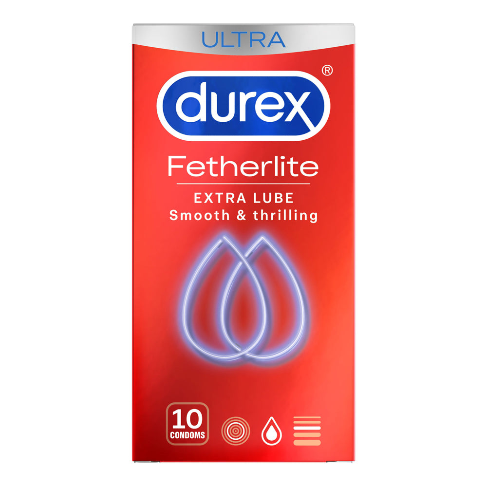 Durex Fetherlite Extra Lube Condoms - Ultra Thin & Smooth for Enhanced Pleasure | Perfect for Sensitive Skin & Romantic Nights