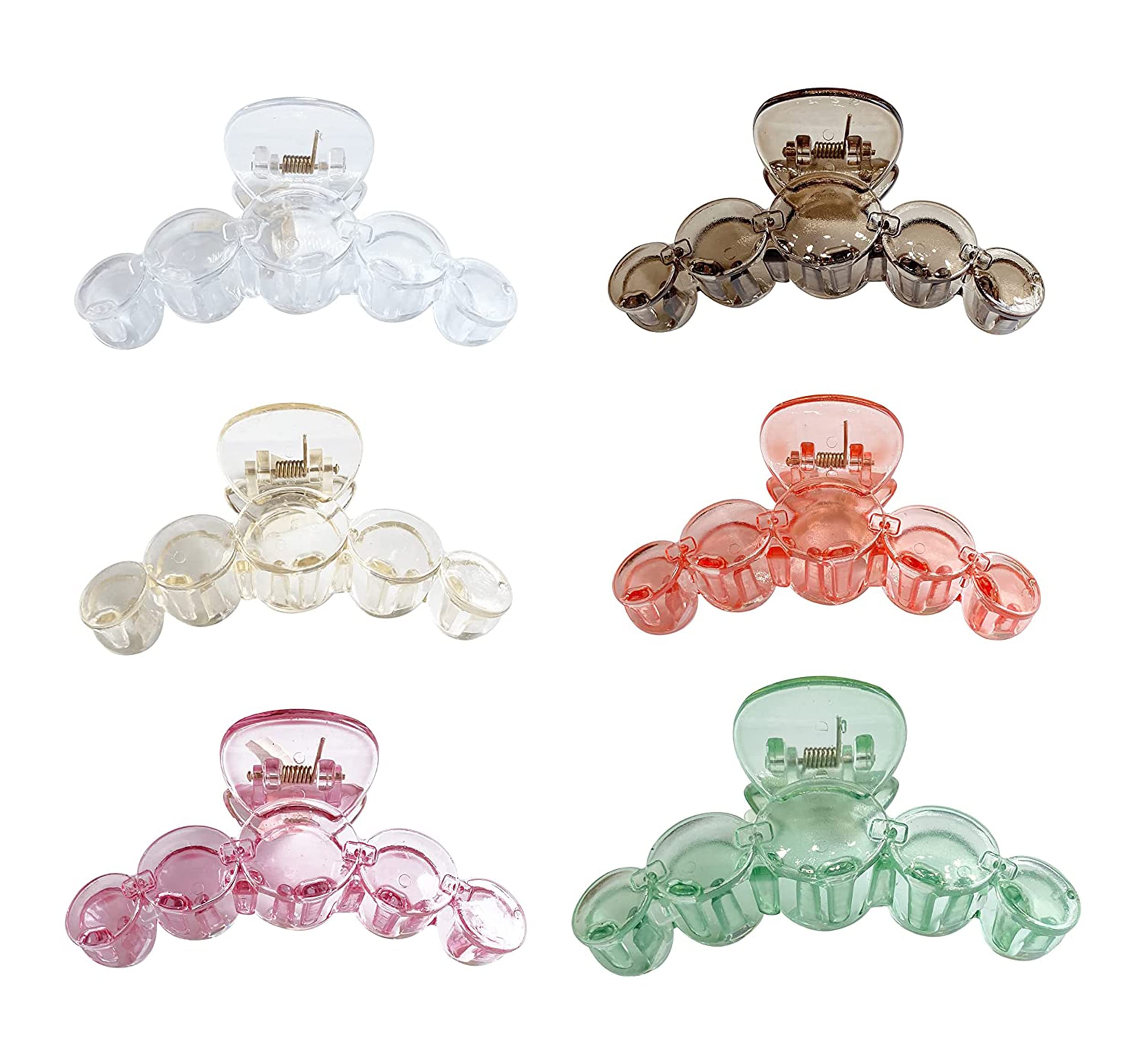 Large Transparent Hair Claw Clips for Women & Girls - Strong Hold Butterfly Jaw Clips | Banana Hair Clips for Styling | Hair Accessories Set of 4 (Random Colors) - Perfect for Ponytails, Buns & Updos