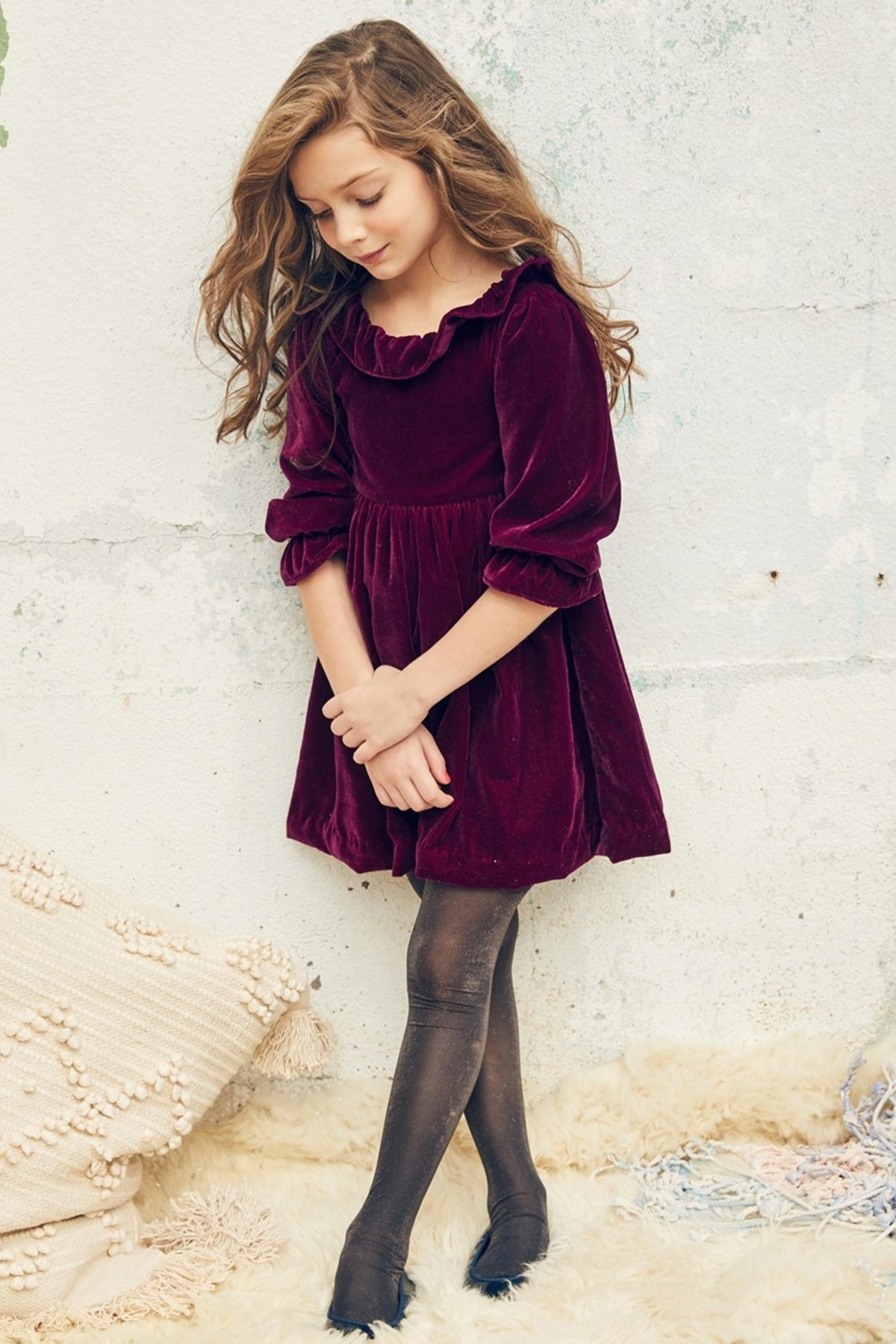 Nellystella Esra Red Girls Dress - Elegant & Stylish Kids Party Dress for Birthday, Christmas & Special Occasions