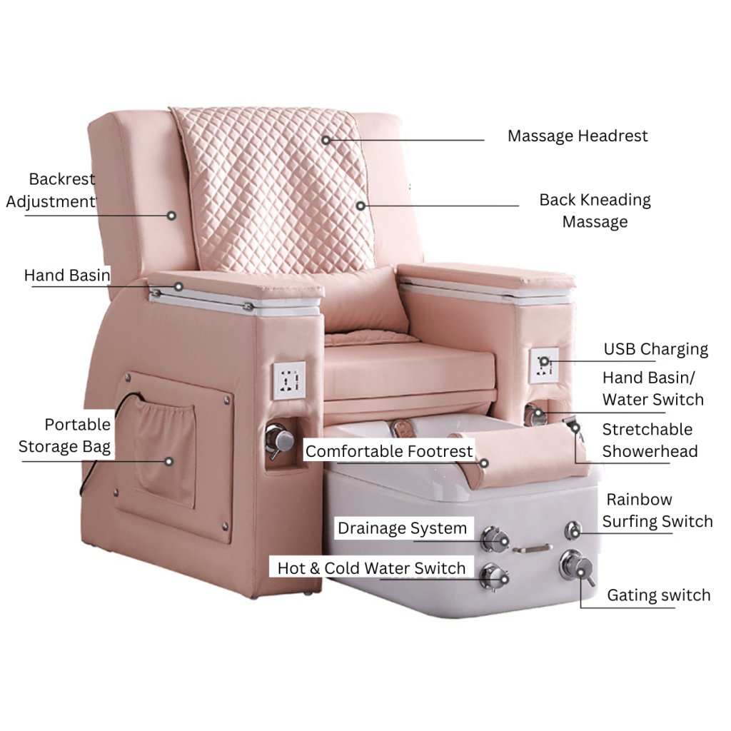 Bella Elite Professional Massage Pedicure Chair with Built-in Plumbing System - Perfect for Spa, Salon & Home Relaxation