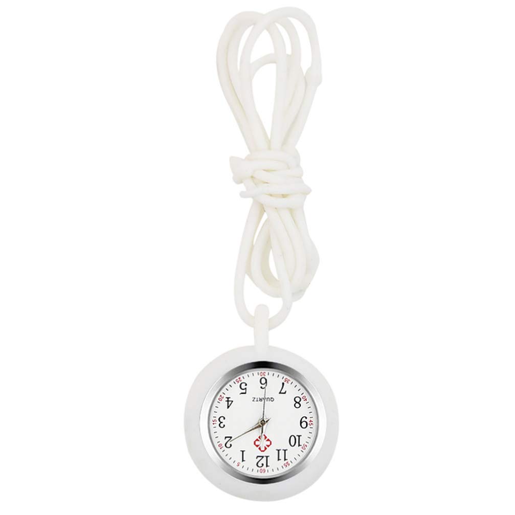 Hemobllo Nurse Watch - Mini Cartoon Lanyard Watch with Colorful Round Rope & Silicone Band - Quartz Medical Doctor Lapel Watch (White) - Perfect for Nurses, Doctors & Healthcare Professionals