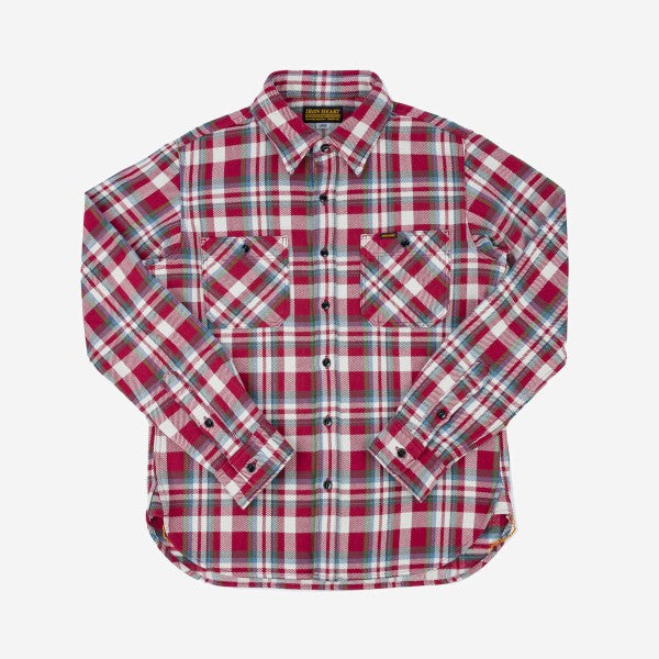 Iron Heart IHSH-371 Ultra Heavy Flannel Work Shirt - Red Crazy Check Plaid for Men | Durable Outdoor & Workshop Shirt for Cold Weather Workwear