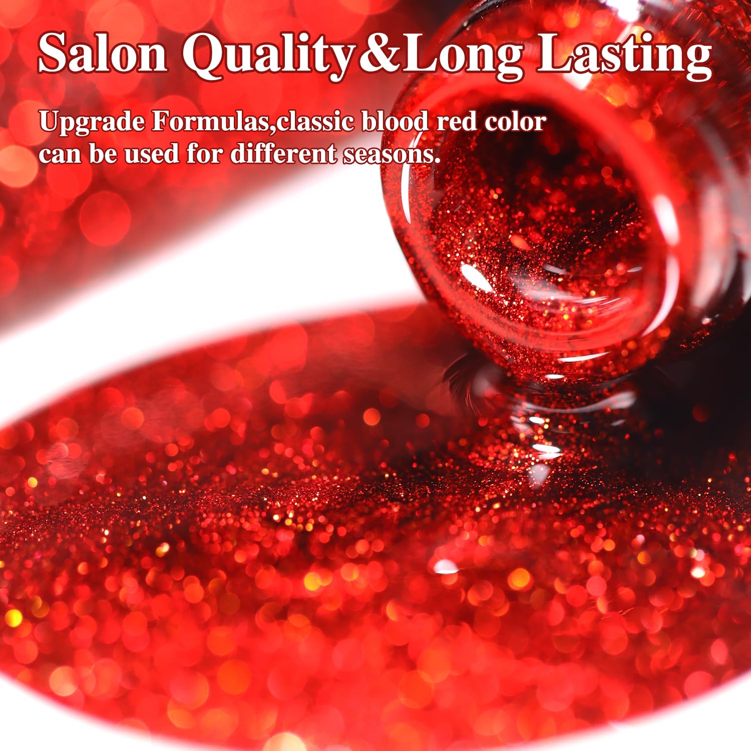 Double Rhythm 0.5 OZ Magnetic Cat Eye Gel Nail Polish - 15ML Holographic Glitter Shimmer Translucent Jelly Nail Lacquer (Blood Red MC1046) for Salon & DIY Home Manicure - Perfect for Parties, Weddings & Special Occasions
