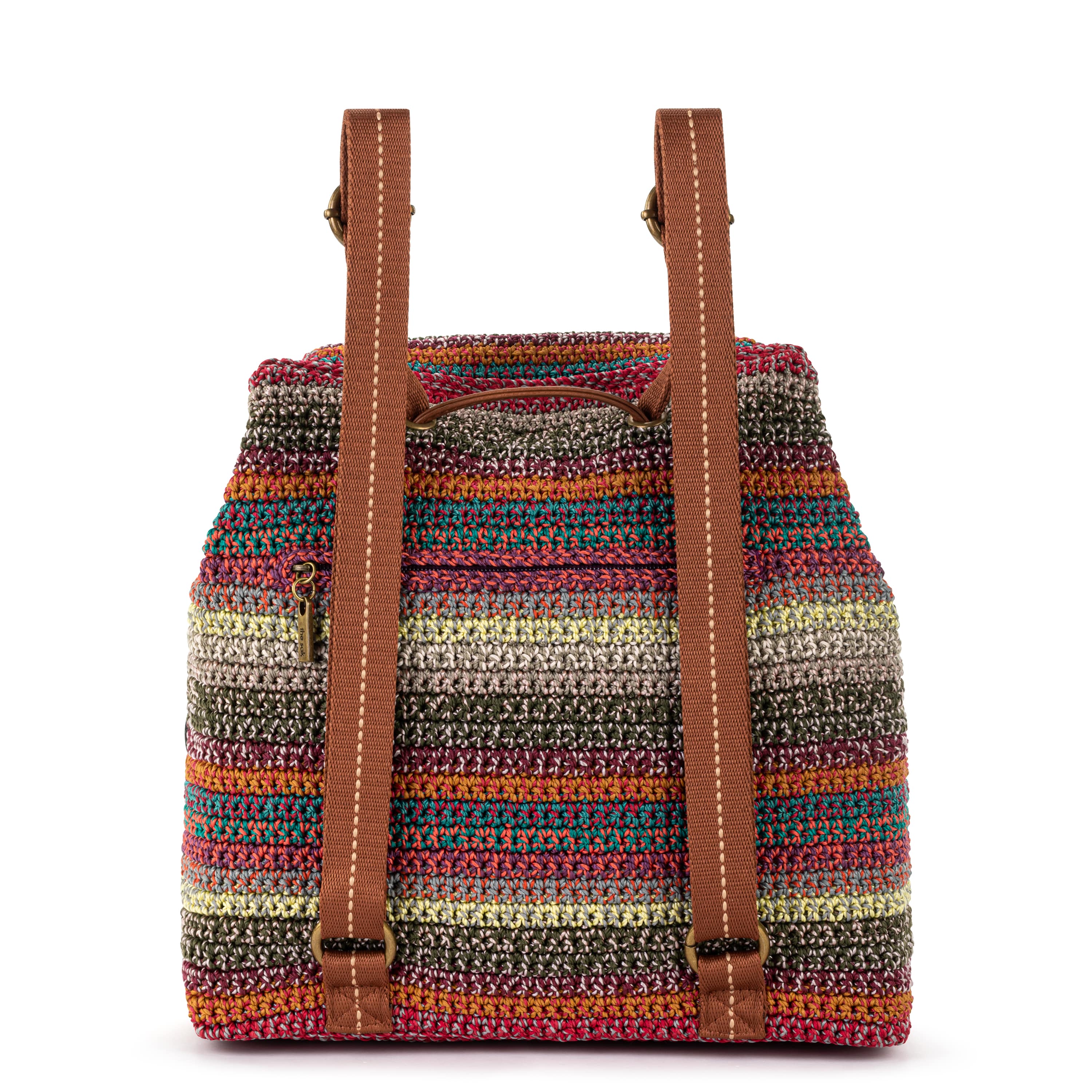 Sayulita Hand Crochet Backpack - Sunset Stripe Pattern - Perfect for Beach, Travel & Festival Use