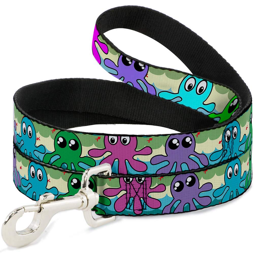 Buckle-Down Octopus Cartoon Pet Leash - 4 Feet Long, 1 Inch Wide - Durable Dog Walking Leash for Small & Medium Dogs - Perfect for Daily Walks, Park Visits & Outdoor Adventures