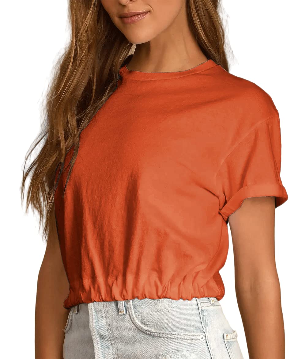 Tankaneo Women's Cropped T-Shirts - Crew Neck Short Sleeve Basic Tee - Solid Color Casual Top for Summer, Gym, Streetwear & Everyday Outfits