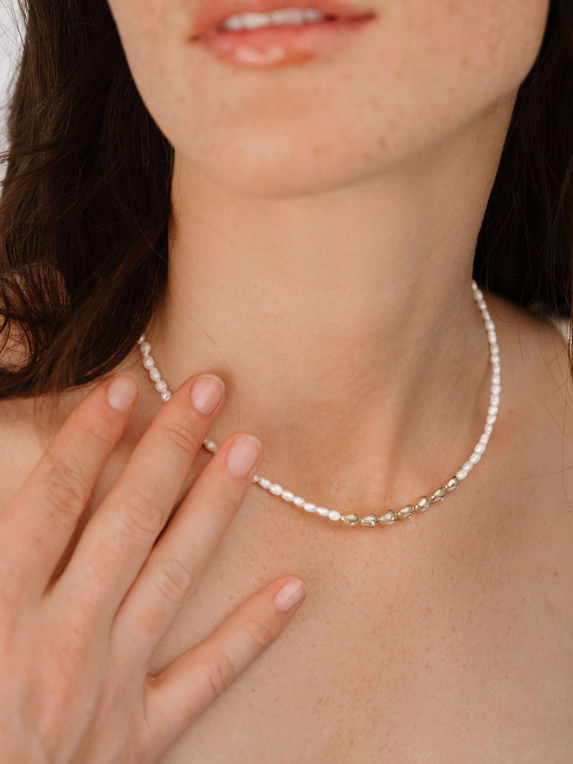 Elegant Freshwater Pearl Polished Pebble Necklace for Women - Perfect for Weddings, Parties & Everyday Wear