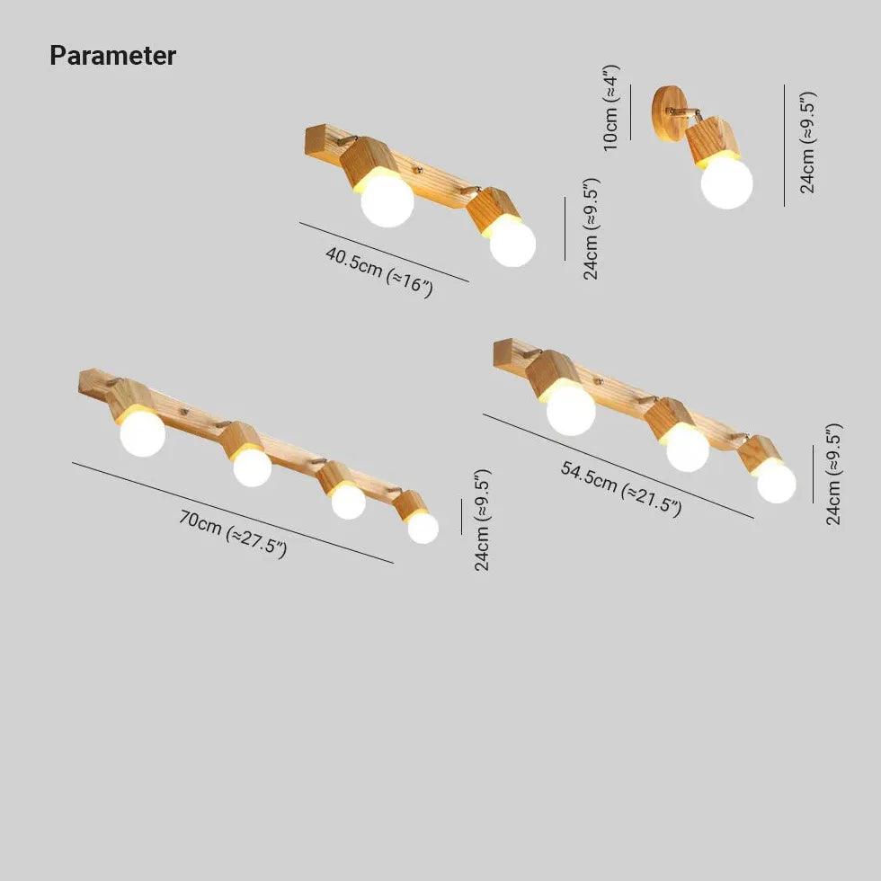 Square Globe Wooden Bathroom Spotlights - Modern Wooden LED Wall Sconce for Bathroom Vanity, Bedroom, Hallway - Warm White Dimmable Lighting Fixture for Home Decor