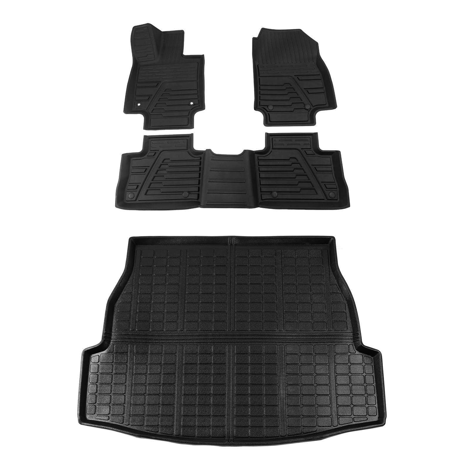 All-Weather TPE Cargo Floor Mats for 2019-2025 Toyota RAV4 - Custom Fit Trunk Liner Set (4-Piece) - Waterproof & Durable Protection for SUV Accessories - Perfect for Road Trips, Camping & Daily Use