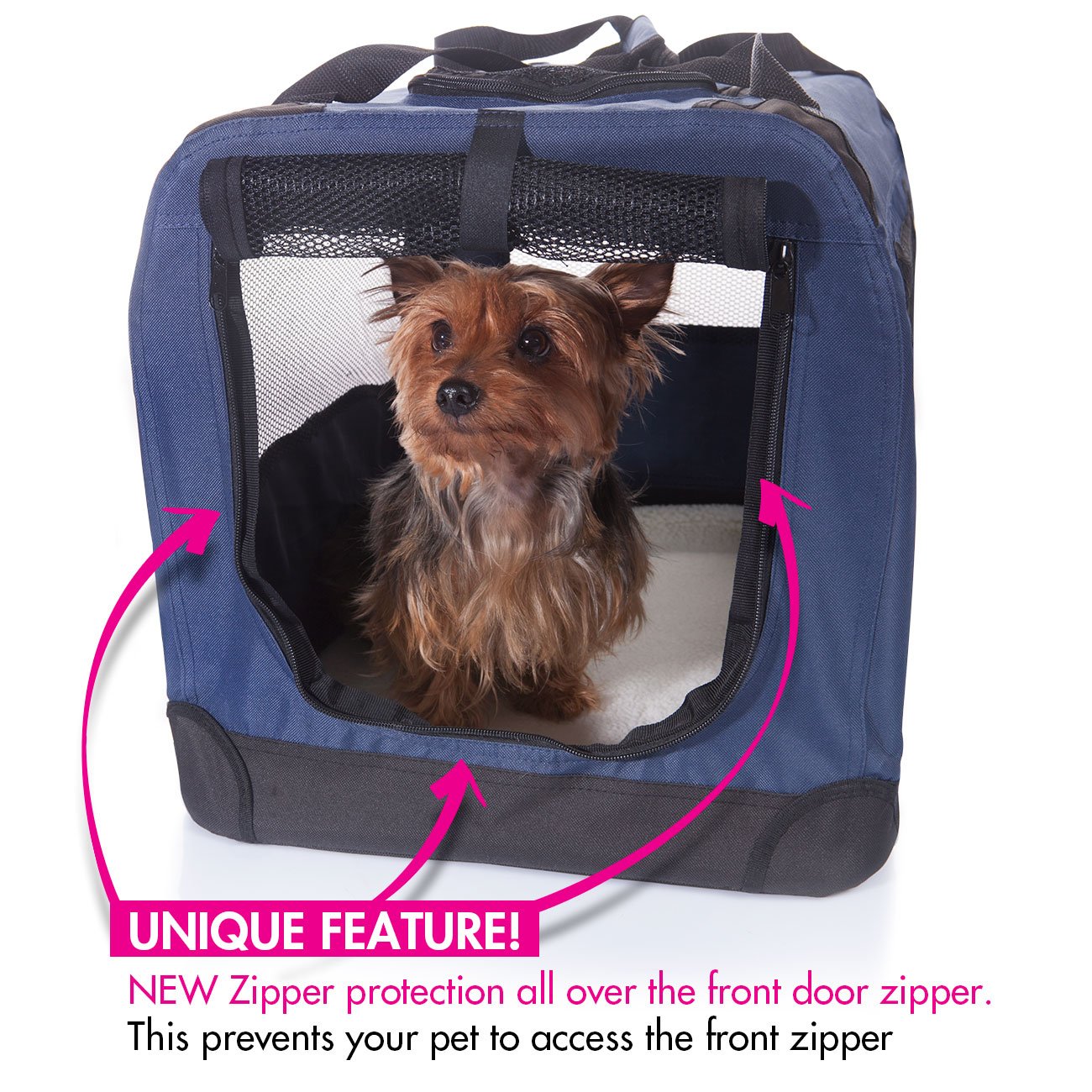 2PET Foldable Dog Crate - Portable Soft-Sided Pet Carrier with Strong Steel Frame & Washable Fabric - Indoor Outdoor Travel Crate for Small Medium Large Dogs - Perfect for Camping, Road Trips & Home Use (XL, Blue)