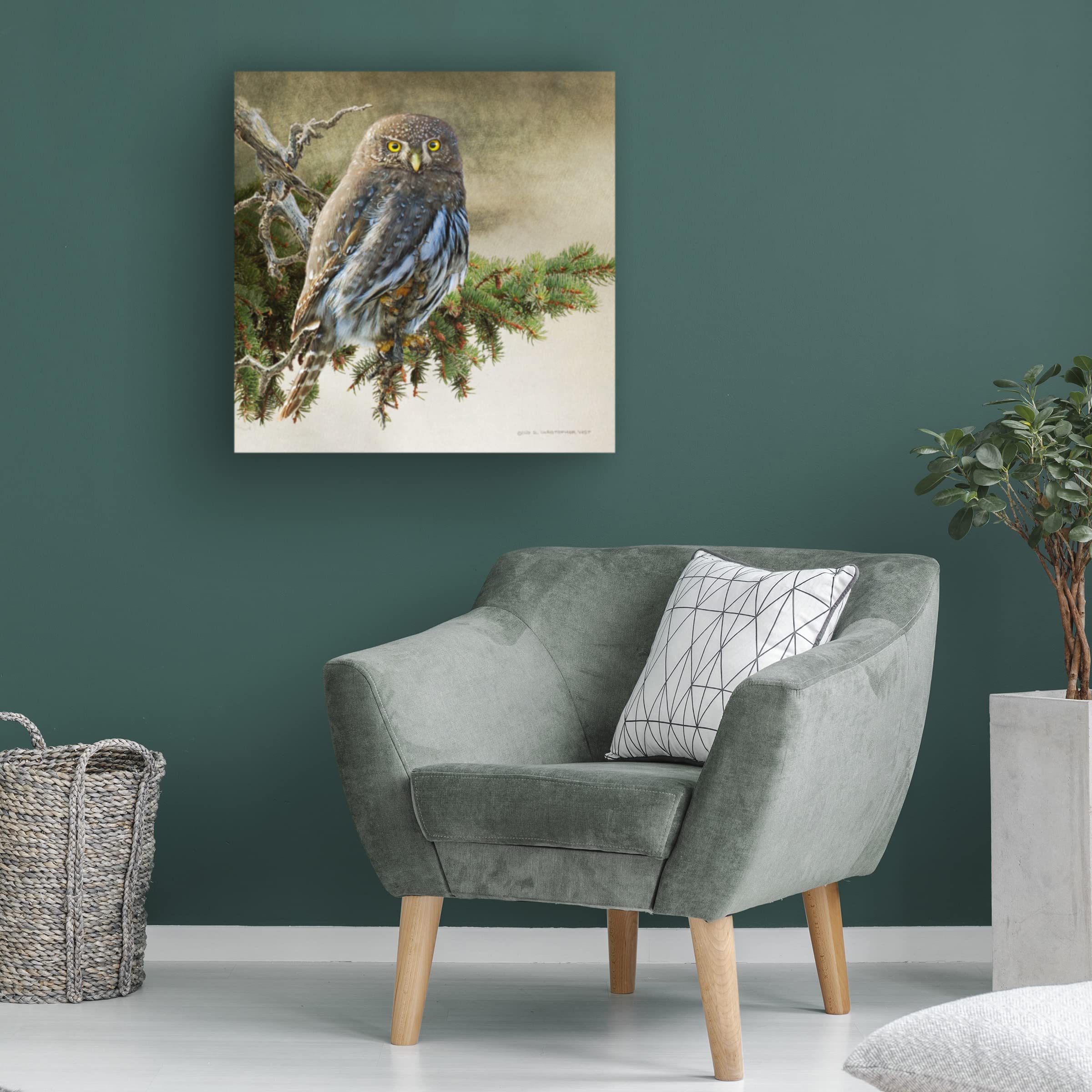 Chris Vest 'On the Branch VI' Canvas Wall Art Print - Modern Nature Landscape Painting for Living Room, Bedroom & Office Decor