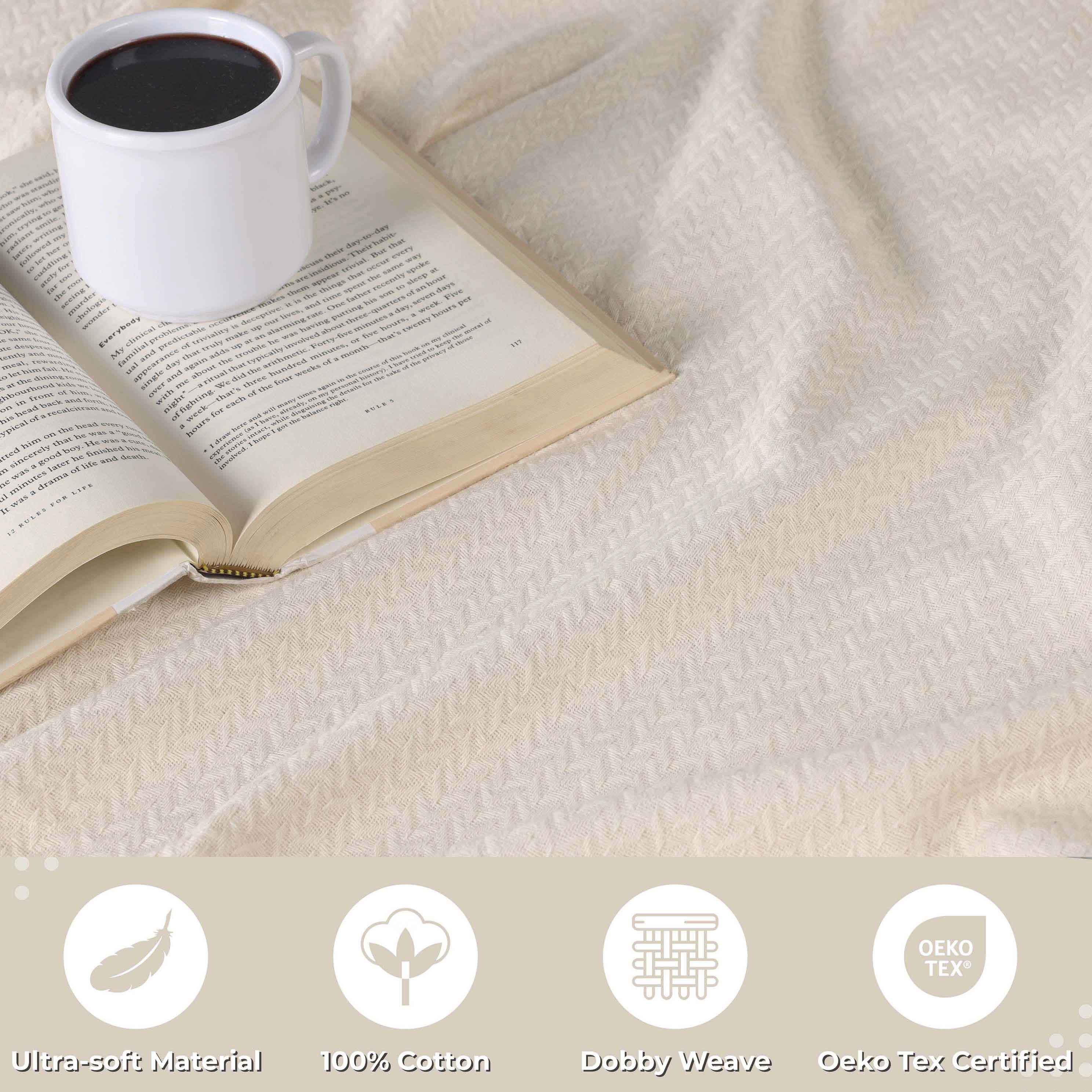 Premium Nobel Cotton Textured Chevron Lightweight Woven Blanket - Soft & Breathable Throw for Sofa, Bed, and Outdoor Picnics - Cozy Home Decor & Travel Companion