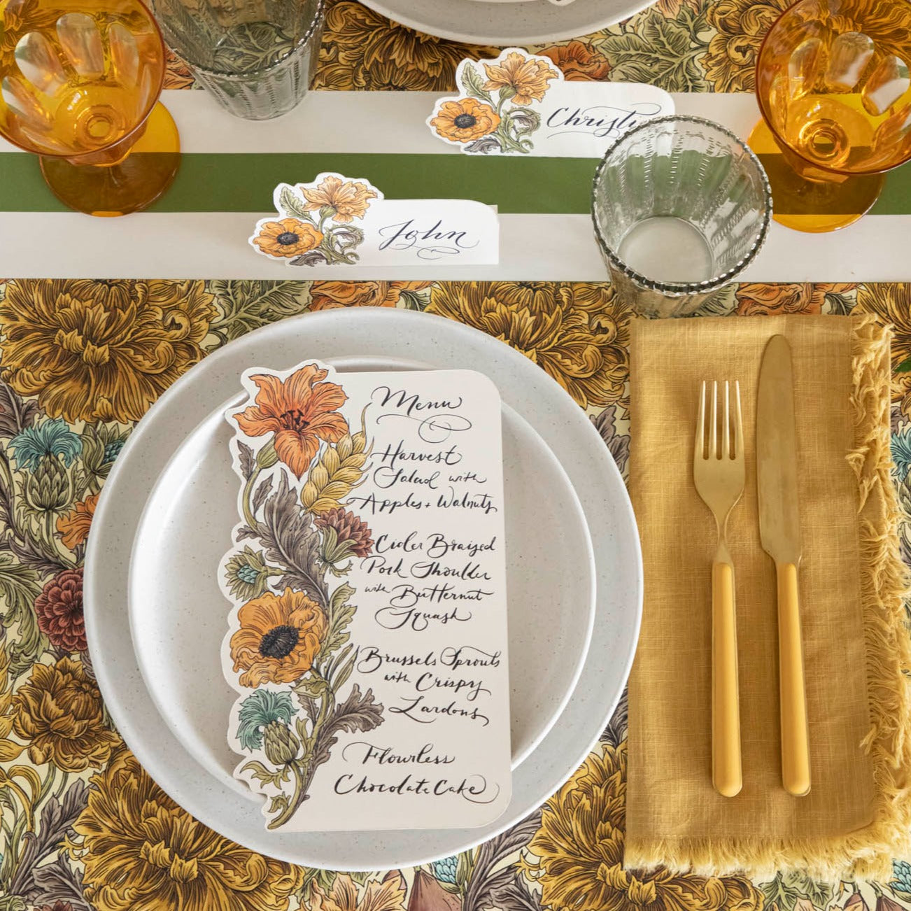 Elegant Autumn Acanthus Leaf Placemats Set of 4 - Waterproof Table Mats for Fall Dining Decor, Thanksgiving Dinner, and Seasonal Home Decorating