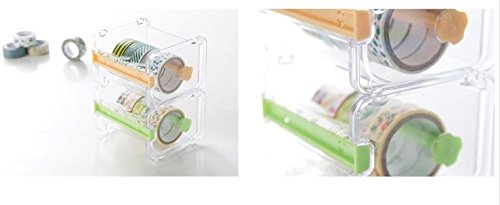 Leoyoubei Clear Desktop Tape Dispenser with Double Zigzag Cutter - Mini Tape Storage Organizer for Office, School & Home Use - Perfect for Crafting, Packaging & Labeling