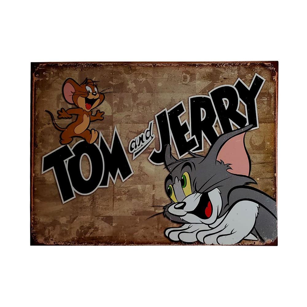 Vintage Tom & Jerry Tin Sign - Retro Metal Wall Decor for Home Bar & Garage
