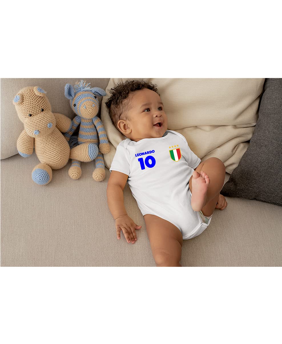 Customizable Baby Bodysuit with Name & Number - Neon Colors for Newborns | Italy & Europe 2020-2021 Collection | Perfect for Photo Shoots, Birthday Gifts & Family Events