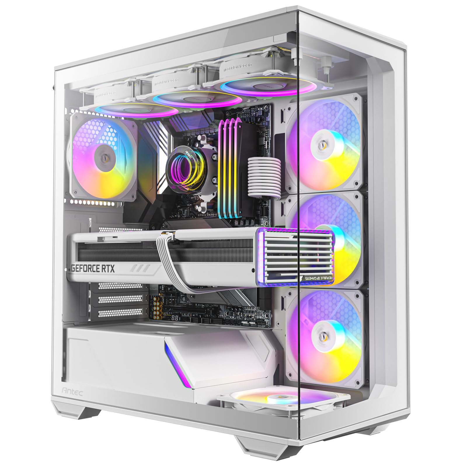 Antec C3 ARGB White Mid-Tower ATX PC Case with 4 x 120mm ARGB PWM Fans (3 Pre-Installed), Type-C Port, Tempered Glass Panels, 360mm Radiator Support - Perfect for Gaming Rigs & Custom Water Cooling Builds