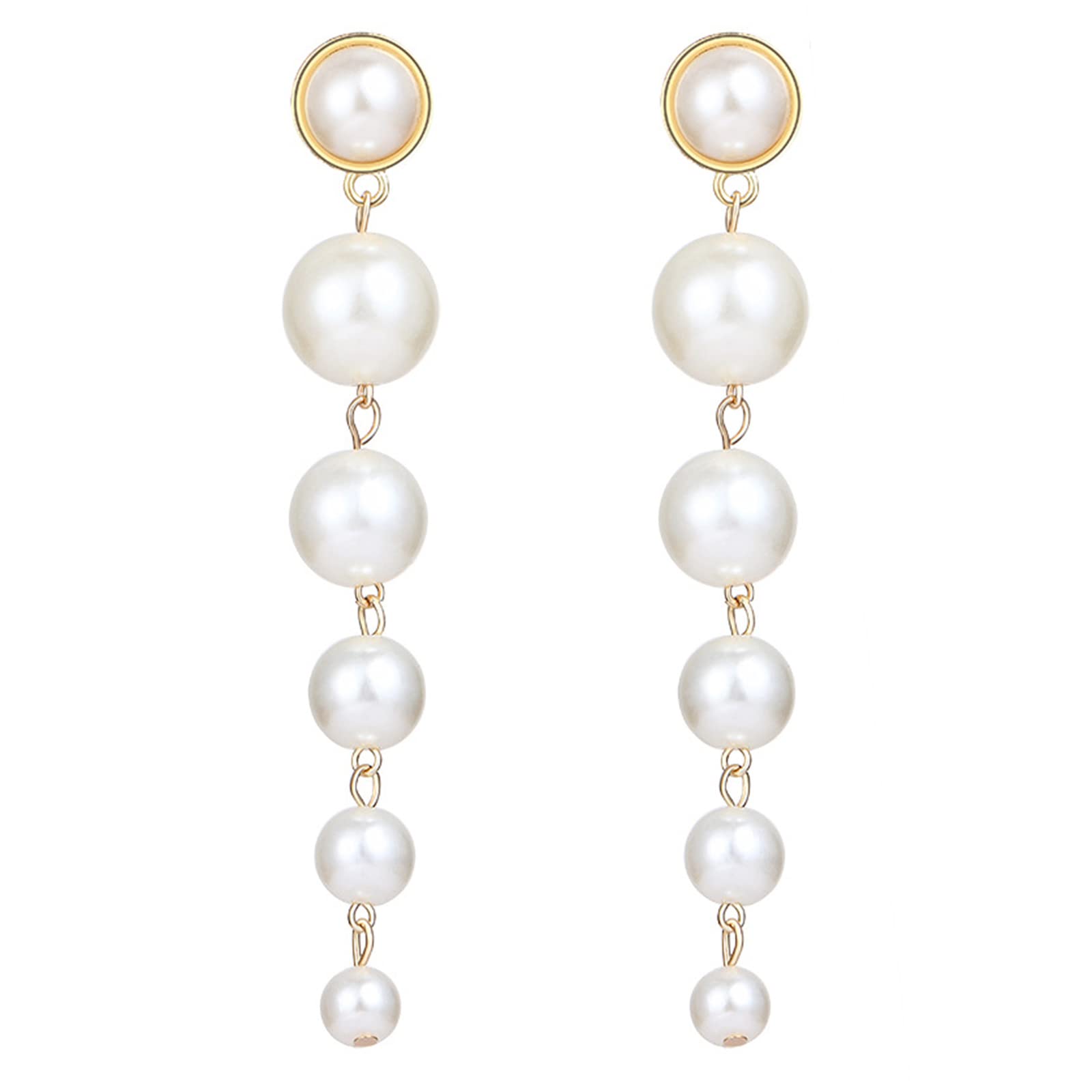 Olbye Pearl Long Dangle Earrings for Women - Gold Bohemian Statement Pendant Earrings with Charm, Elegant Pearls for Trendy Jewelry | Perfect for Parties, Weddings & Boho Fashion