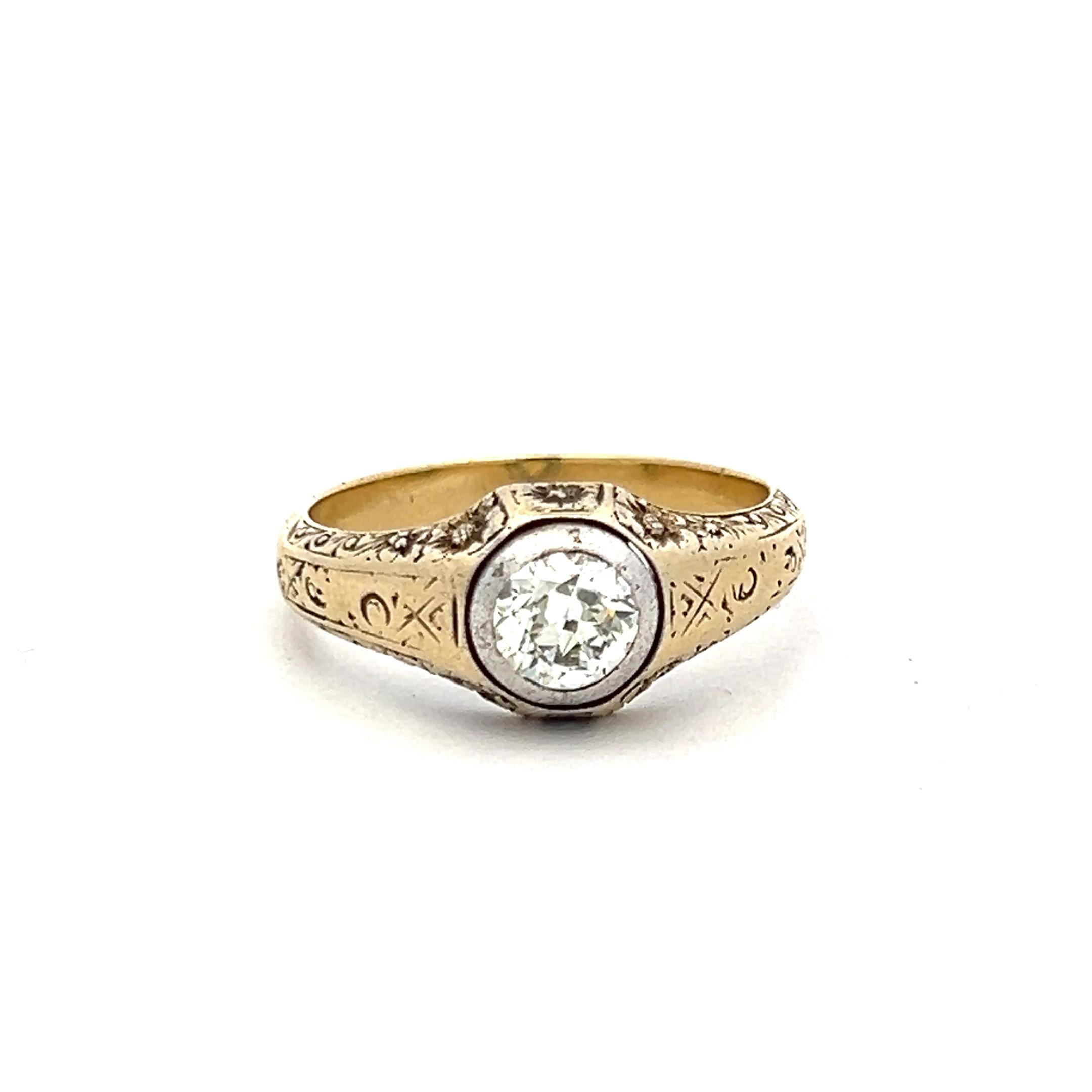 1.01 Carat Old European Cut Diamond 14K Yellow Gold Engagement Ring for Women - Vintage Style Wedding Band, Anniversary Gift, Proposal Jewelry - Perfect for Romantic Occasions & Special Moments