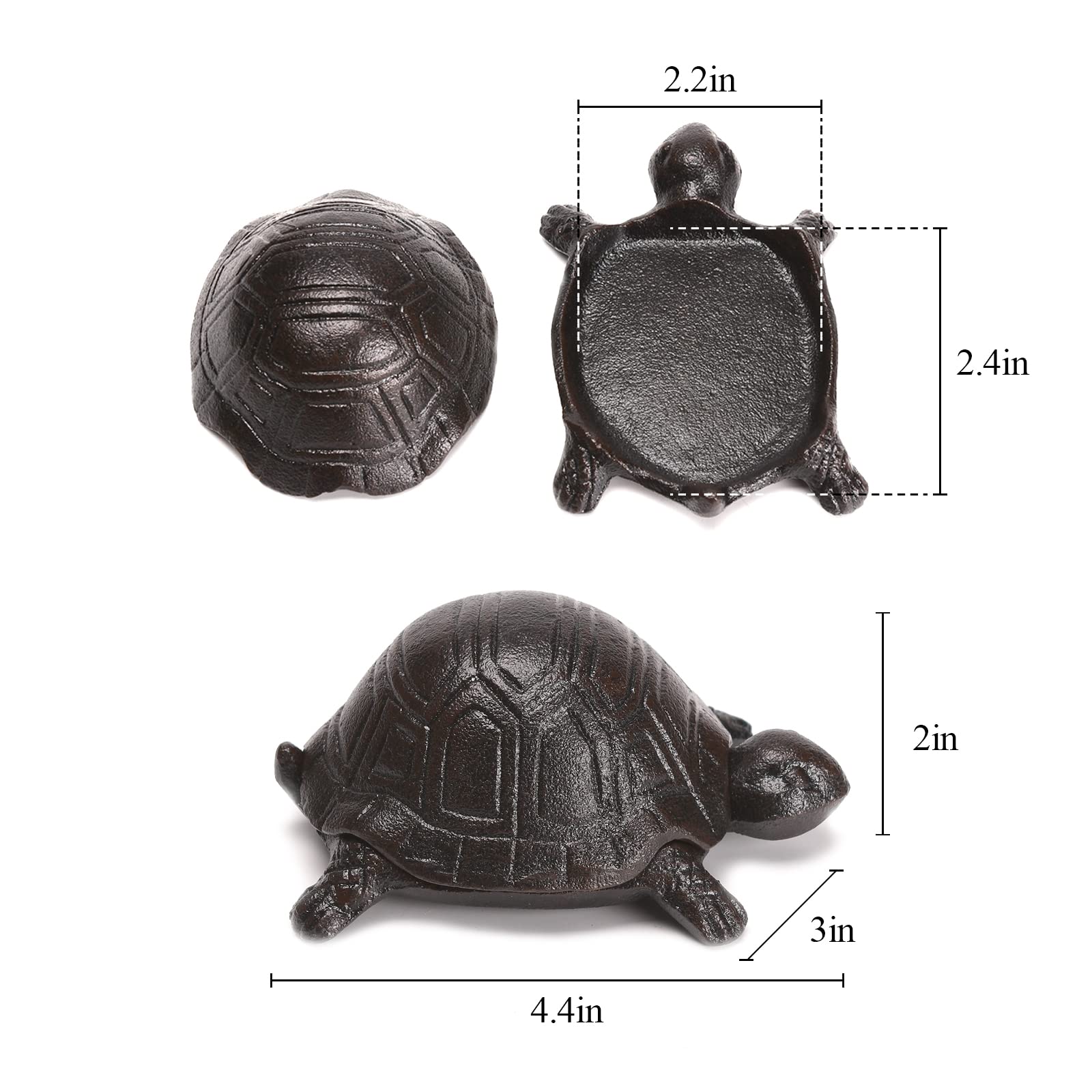 BRASSTAR Cast Iron Turtle Key Holder Box - 4.4 Inch Outdoor Garden Decor, Indoor Jewelry Organizer for Keys, Earrings, Rings & Small Accessories | Perfect for Home, Office & Gift Giving