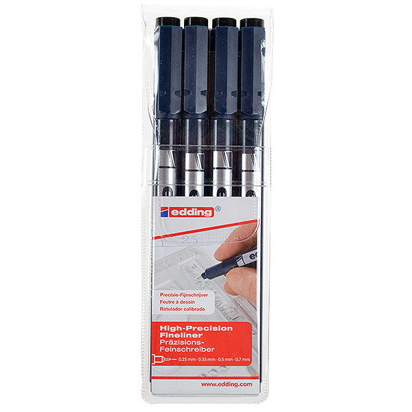 edding 1880 Drawliner Pen Set of 4 Assorted Colors - Professional Art Marker Pens for Sketching, Drawing & Calligraphy - Perfect for Artists, Designers & Craft Projects