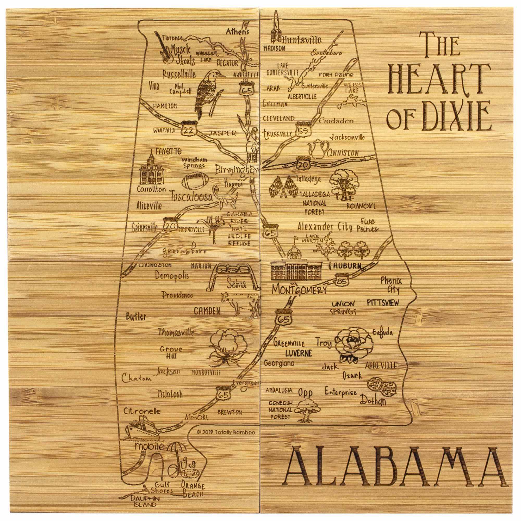 4-Piece Alabama Themed Puzzle Coaster Set with Protective Case - Perfect for Game Nights, Home Decor & College Dorm Gifts