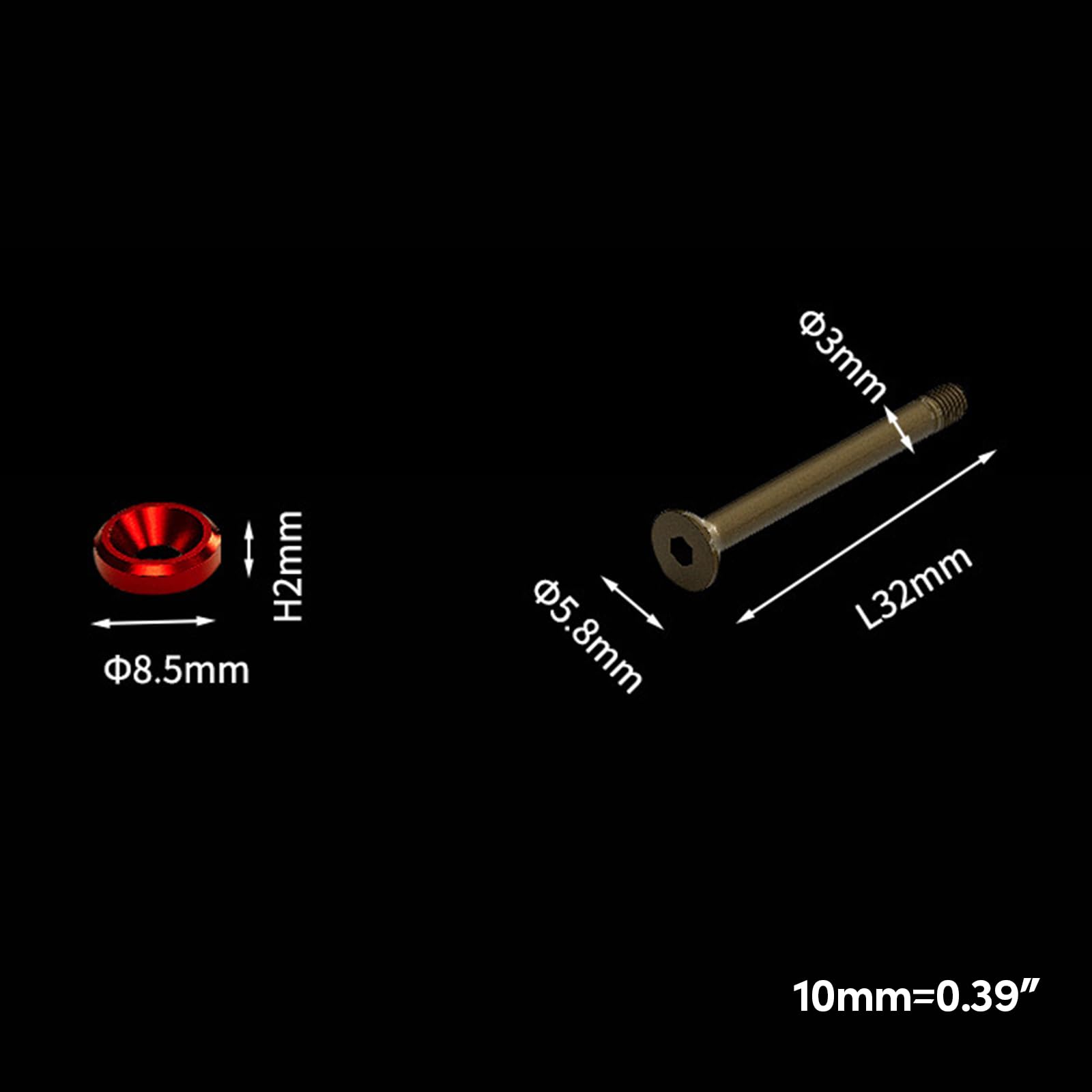 Limtula Premium Aluminum Alloy PC CPU Cooling Fan Screw Set - 32mm with Gasket | Computer Chassis Fan Long Screws | Easy Installation | Colorful Anodized (32CM) | Perfect for PC Builds & Cooling System Upgrades