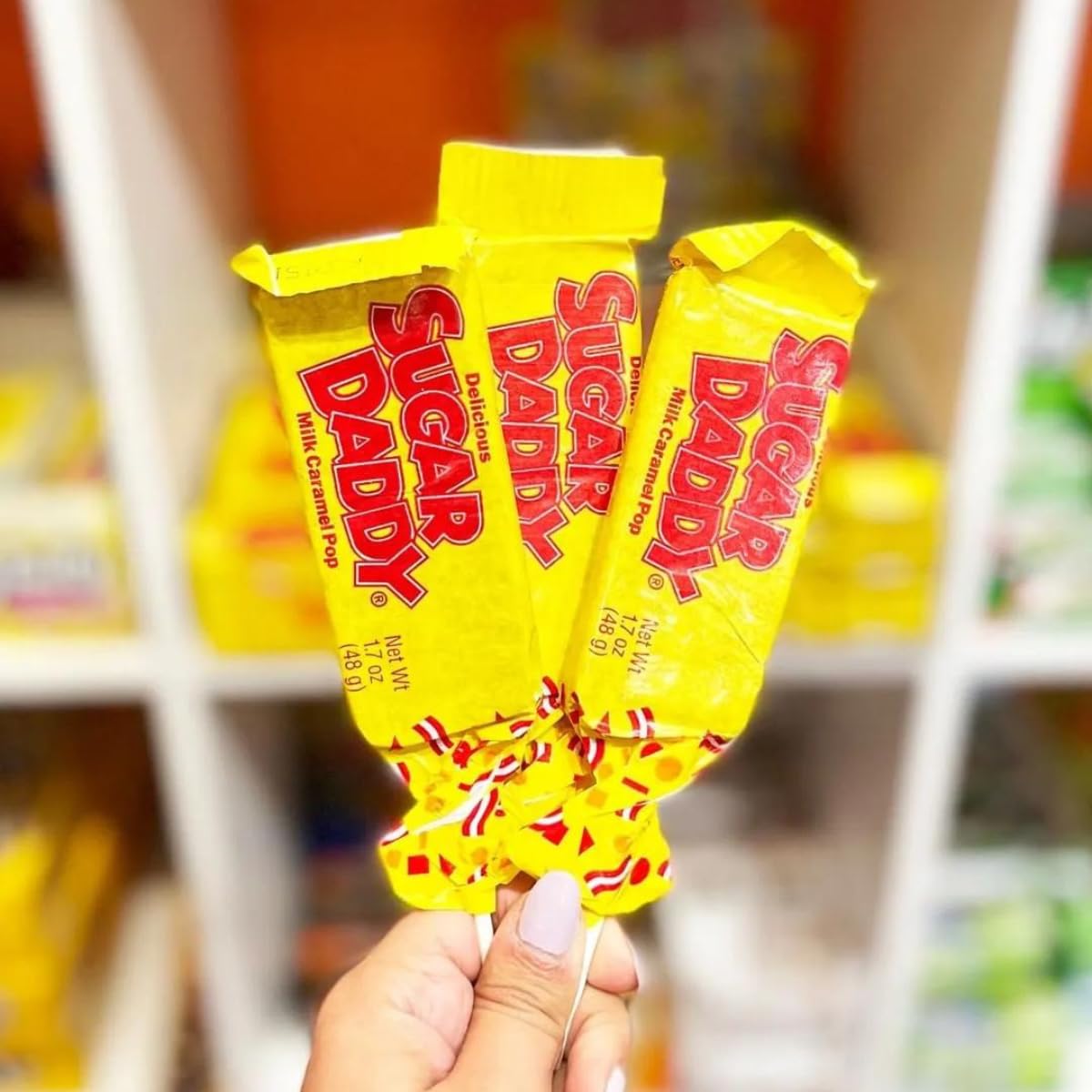 Premium Sugar Daddies Milk Caramel Pops 40.6oz (24 Count) - Individually Wrapped Bulk Candy for Parties, Halloween Treats & Office Snacks