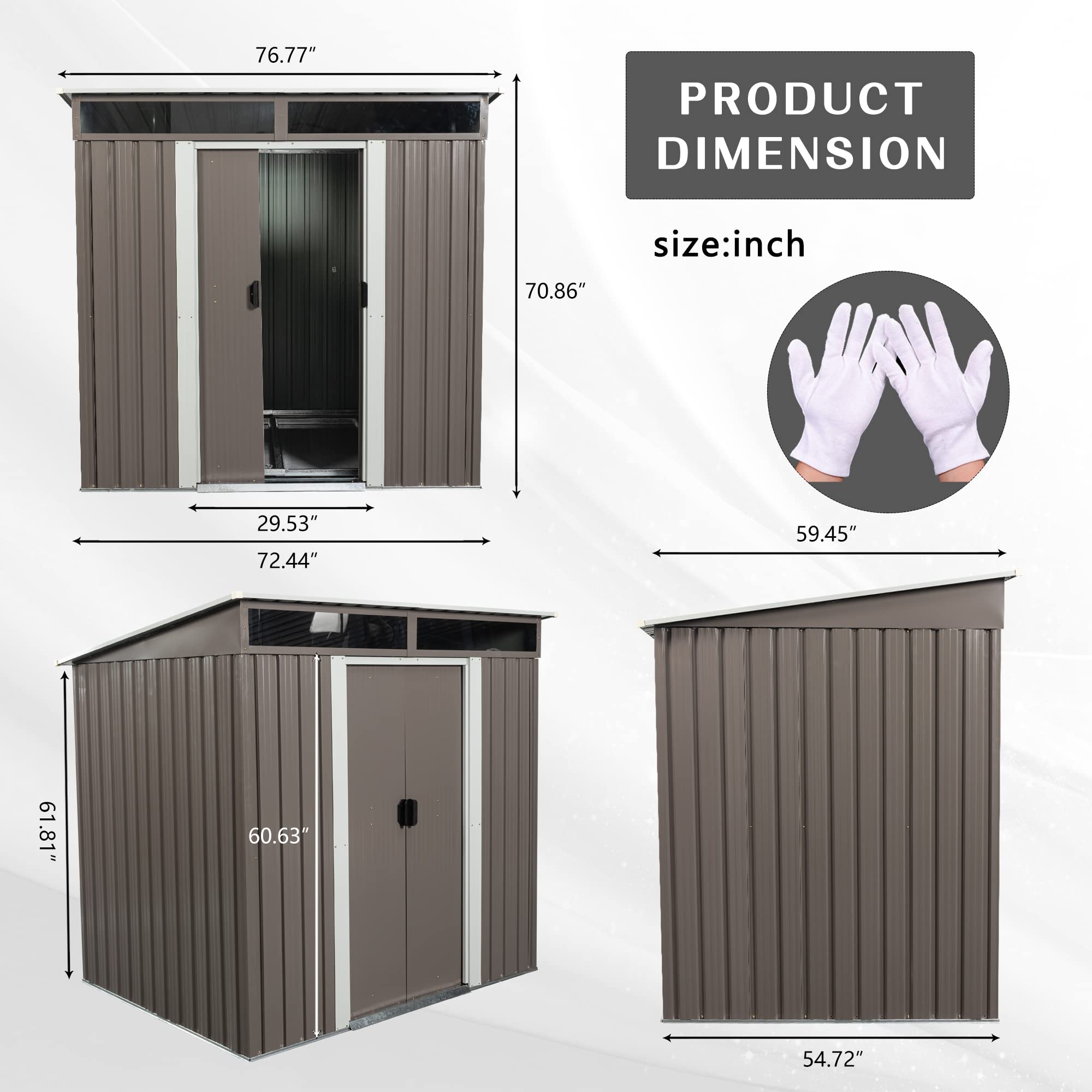 6ft x 4.5ft Outdoor Metal Storage Shed - Sun Protection & Waterproof Tool Shed for Backyard, Patio, Lawn (6ft x 4.5ft, Gray) | Perfect for Garden Tool Organization, Yard Equipment Storage & Outdoor Furniture Protection